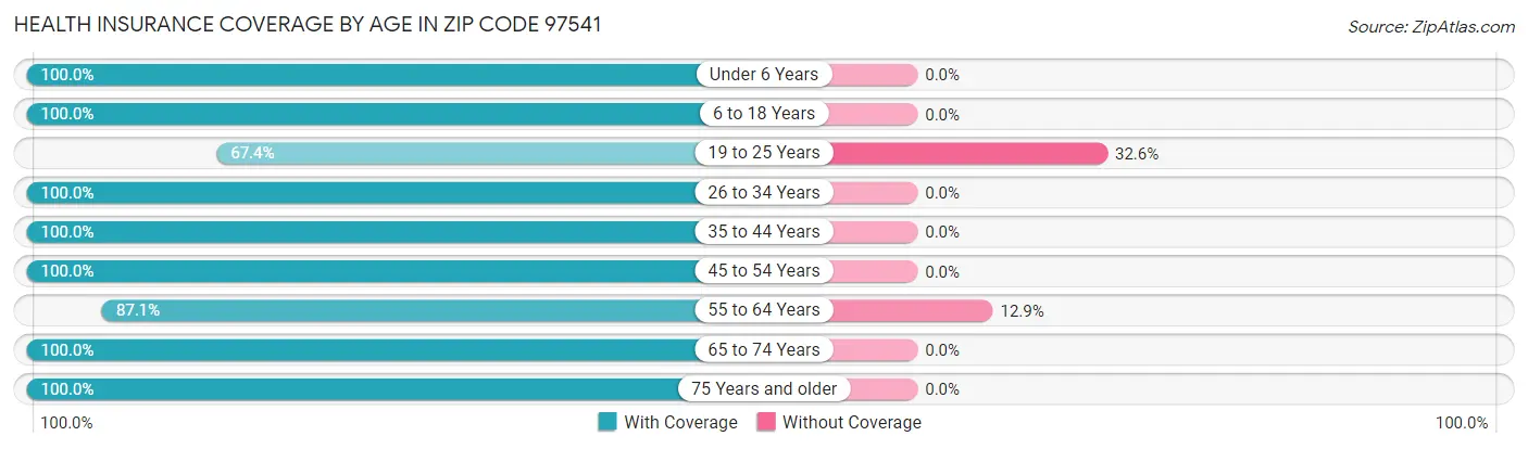 Health Insurance Coverage by Age in Zip Code 97541