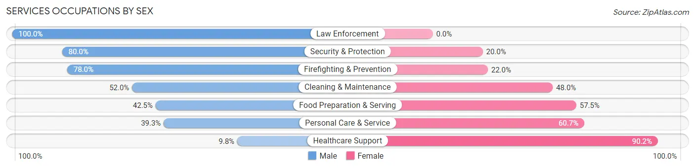 Services Occupations by Sex in Zip Code 97601