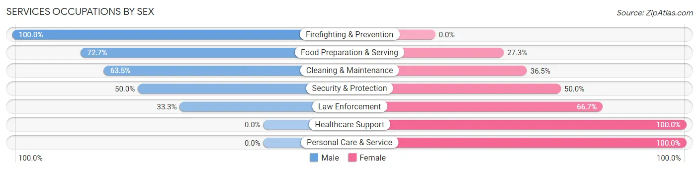 Services Occupations by Sex in Zip Code 97738