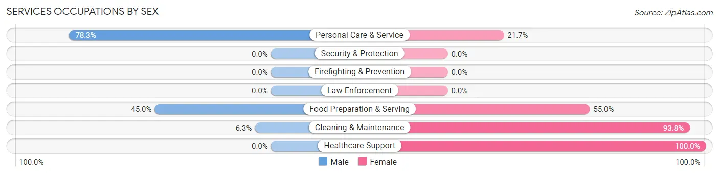 Services Occupations by Sex in Zip Code 97828