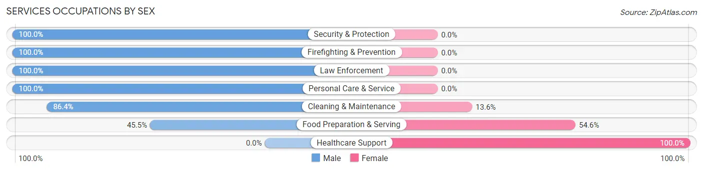 Services Occupations by Sex in Zip Code 97868