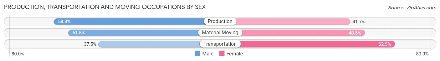 Production, Transportation and Moving Occupations by Sex in Zip Code 97885