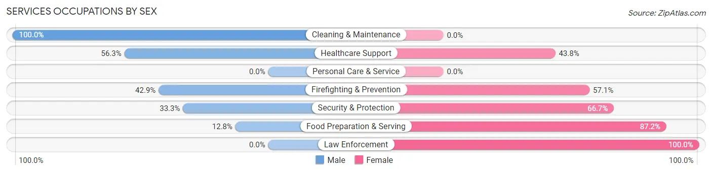 Services Occupations by Sex in Zip Code 97907