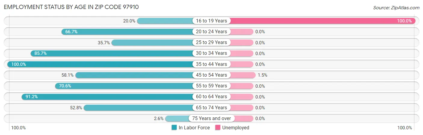 Employment Status by Age in Zip Code 97910