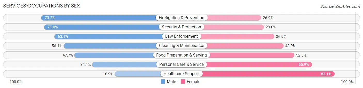 Services Occupations by Sex in Zip Code 98003