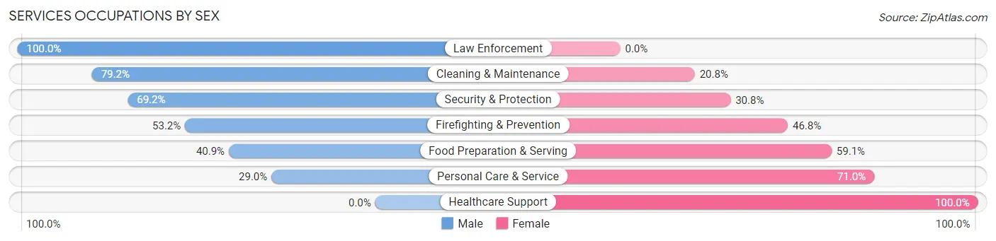 Services Occupations by Sex in Zip Code 98020
