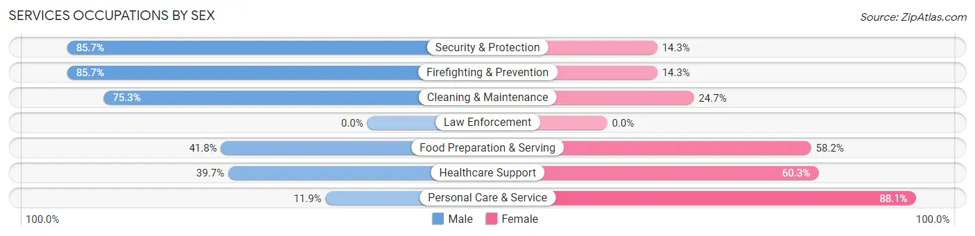 Services Occupations by Sex in Zip Code 98040