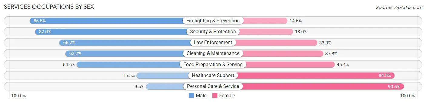 Services Occupations by Sex in Zip Code 98106