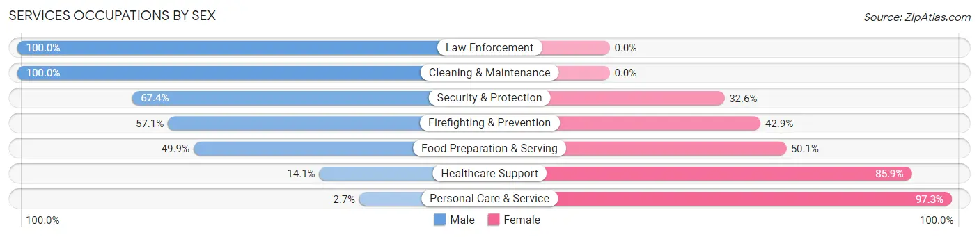 Services Occupations by Sex in Zip Code 98109