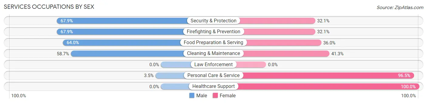 Services Occupations by Sex in Zip Code 98136