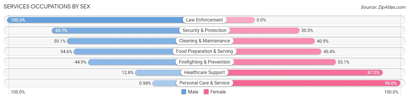 Services Occupations by Sex in Zip Code 98247