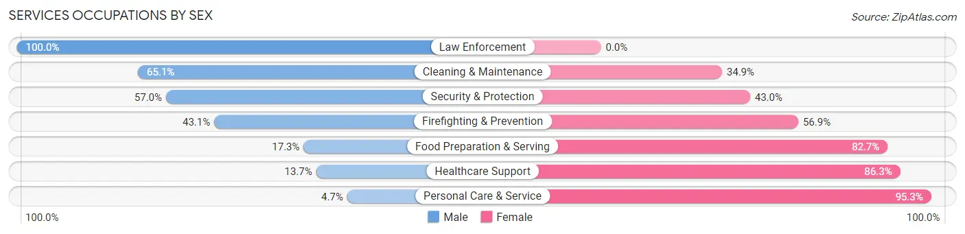 Services Occupations by Sex in Zip Code 98252