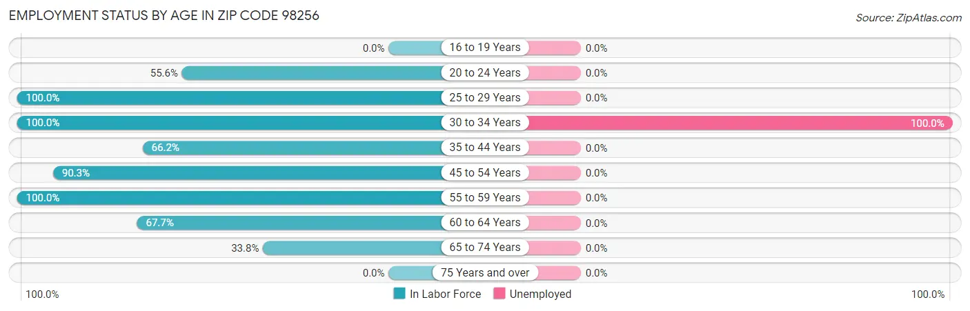 Employment Status by Age in Zip Code 98256