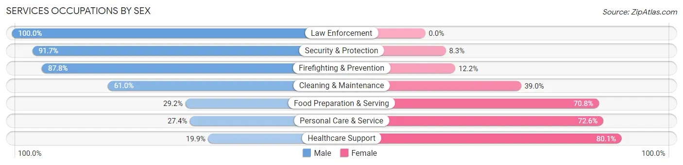 Services Occupations by Sex in Zip Code 98360