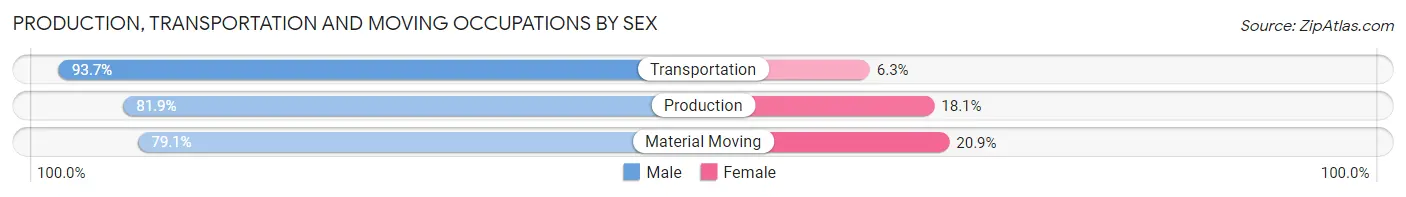 Production, Transportation and Moving Occupations by Sex in Zip Code 98409