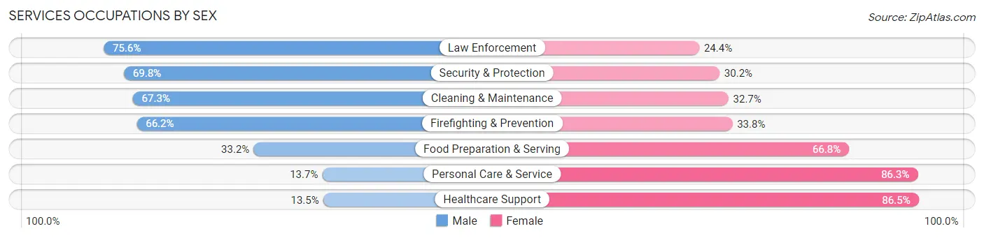 Services Occupations by Sex in Zip Code 98422