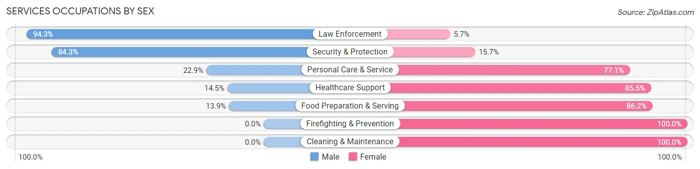 Services Occupations by Sex in Zip Code 98433