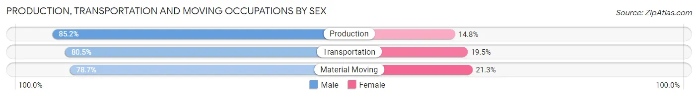 Production, Transportation and Moving Occupations by Sex in Zip Code 98570