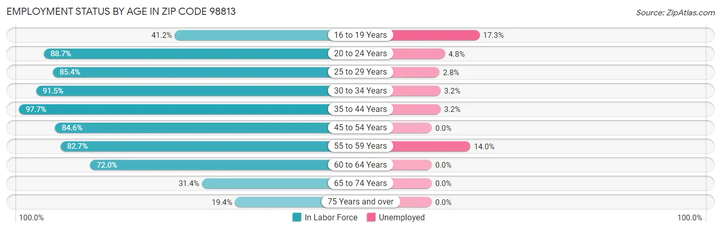 Employment Status by Age in Zip Code 98813