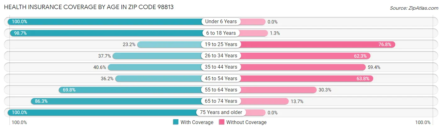Health Insurance Coverage by Age in Zip Code 98813