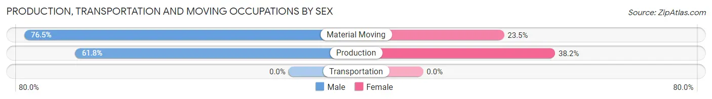 Production, Transportation and Moving Occupations by Sex in Zip Code 98828