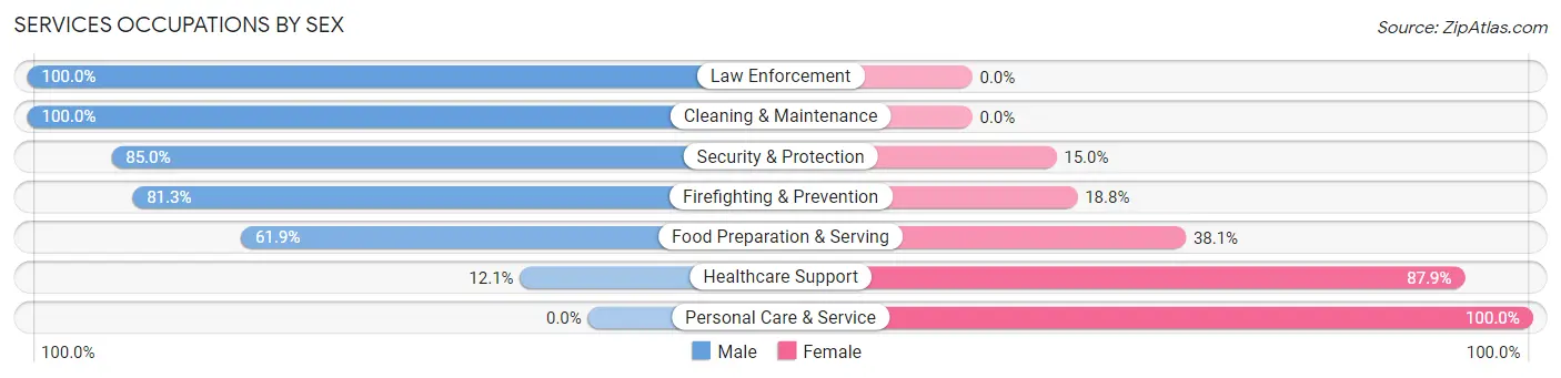 Services Occupations by Sex in Zip Code 98857