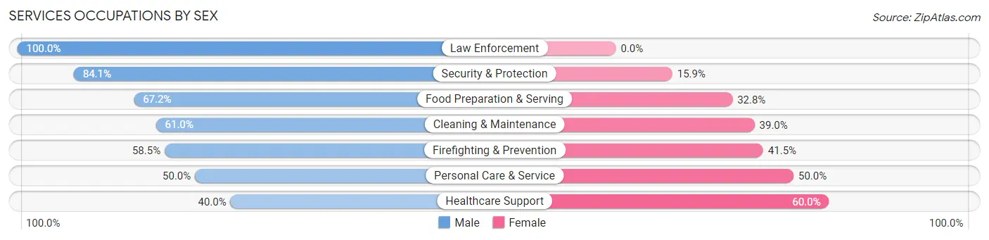 Services Occupations by Sex in Zip Code 98862