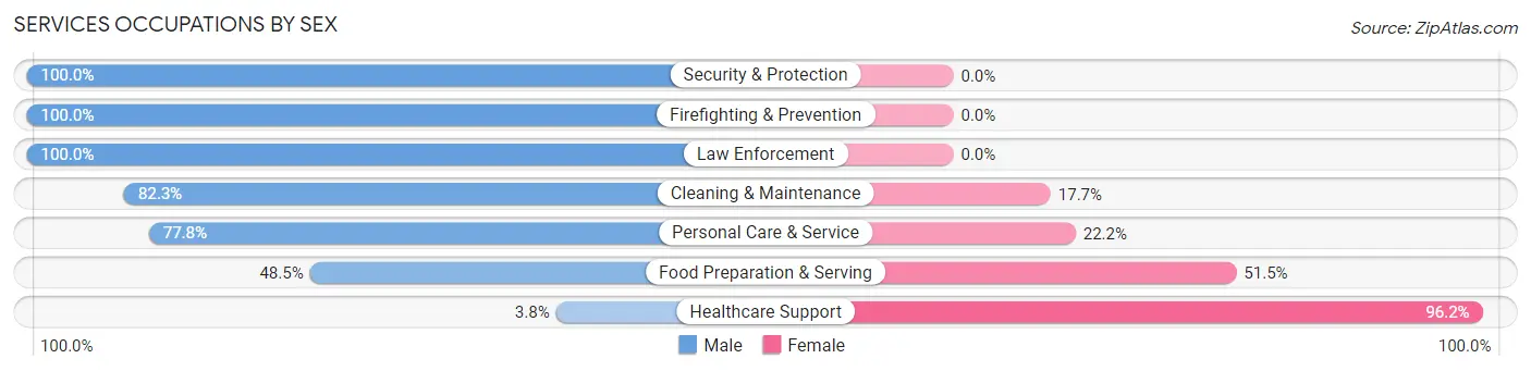Services Occupations by Sex in Zip Code 98937