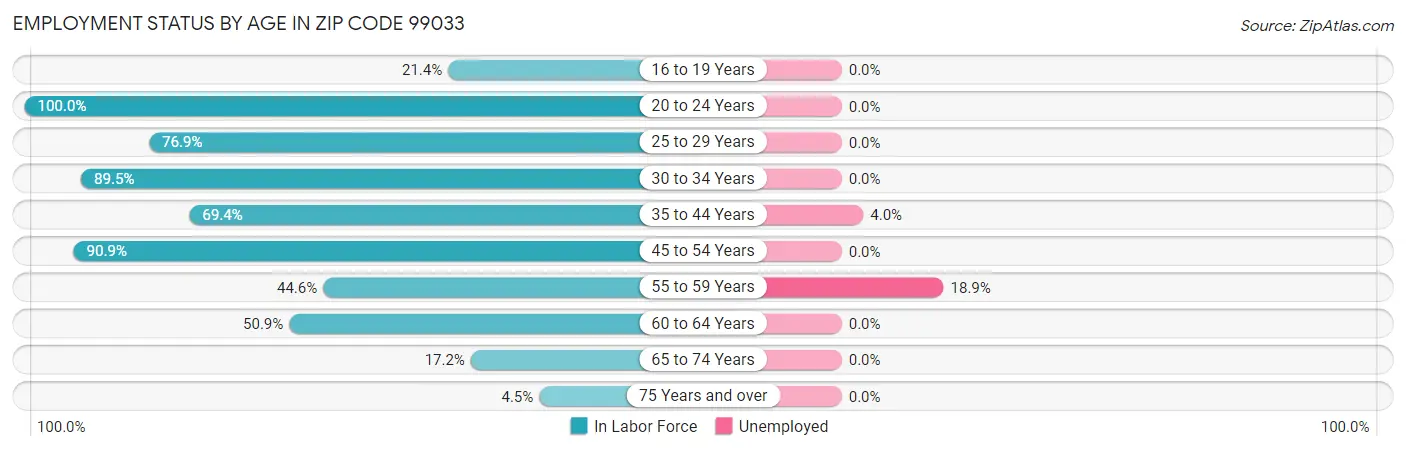 Employment Status by Age in Zip Code 99033