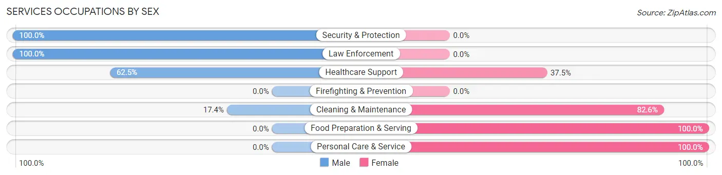 Services Occupations by Sex in Zip Code 99101