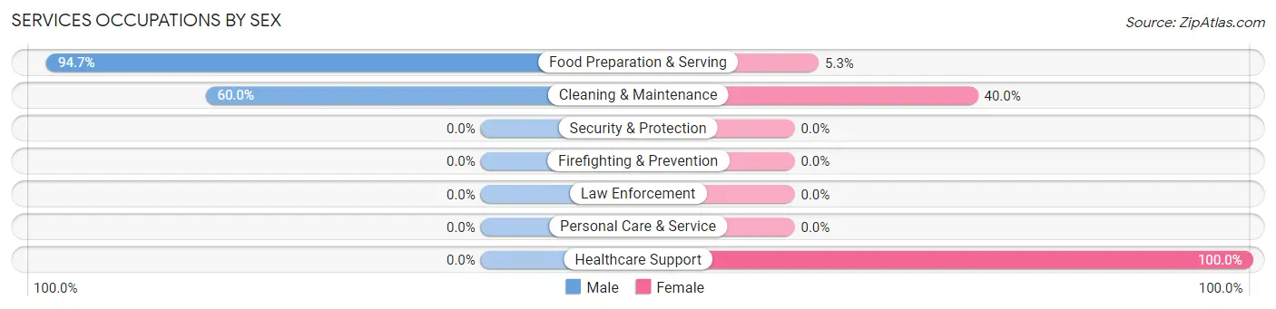Services Occupations by Sex in Zip Code 99181