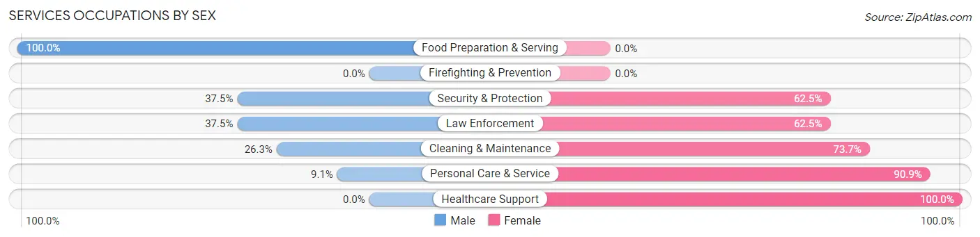 Services Occupations by Sex in Zip Code 99348