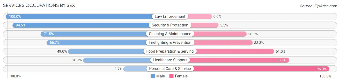 Services Occupations by Sex in Zip Code 99559