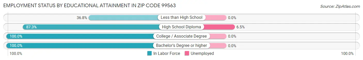 Employment Status by Educational Attainment in Zip Code 99563