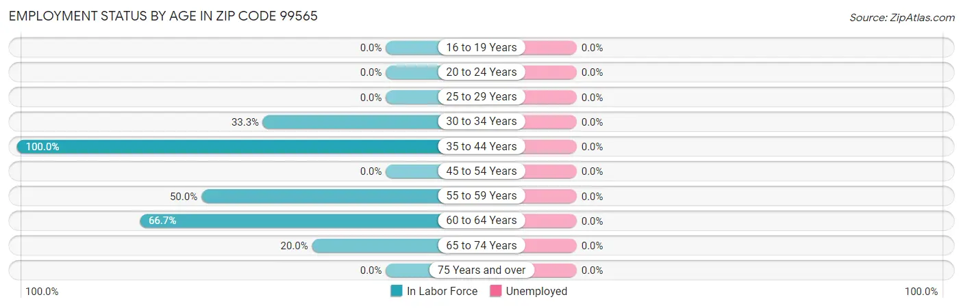 Employment Status by Age in Zip Code 99565