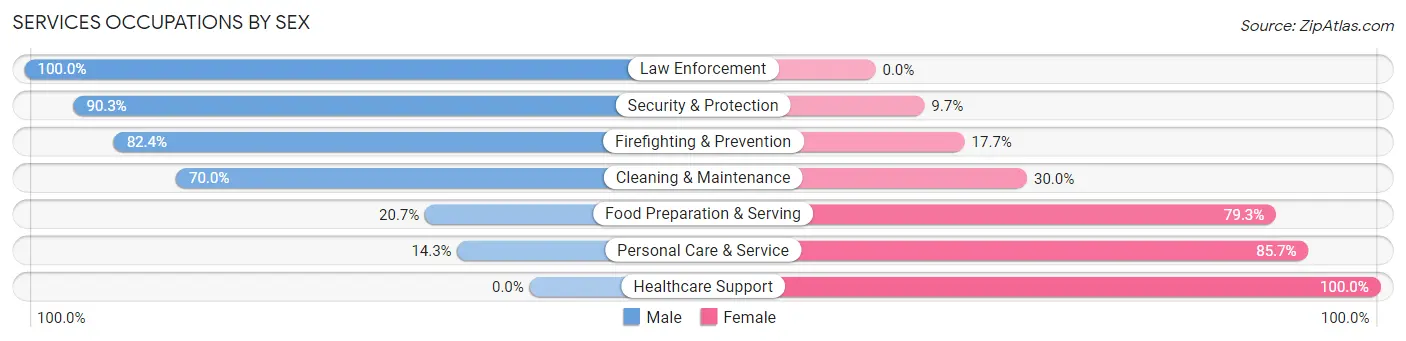 Services Occupations by Sex in Zip Code 99574