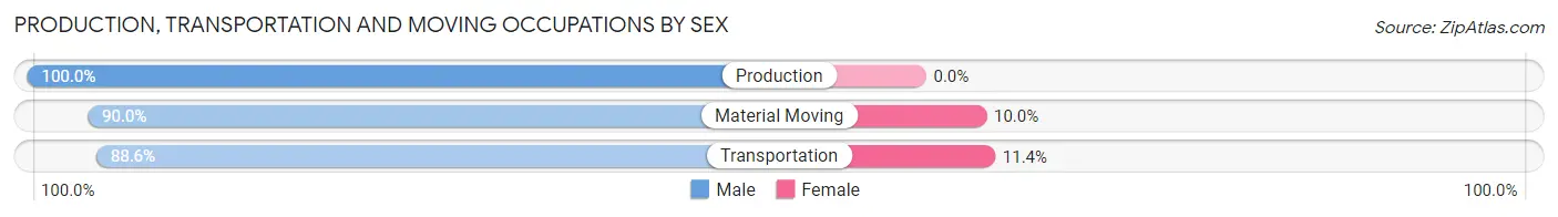 Production, Transportation and Moving Occupations by Sex in Zip Code 99576