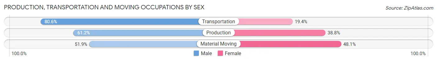 Production, Transportation and Moving Occupations by Sex in Zip Code 99577