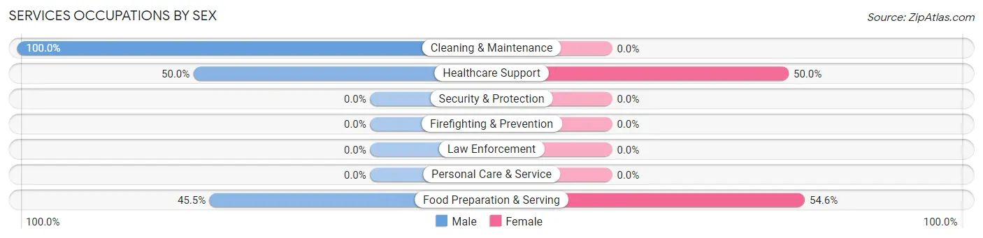 Services Occupations by Sex in Zip Code 99586