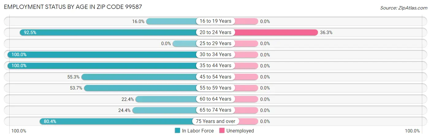 Employment Status by Age in Zip Code 99587