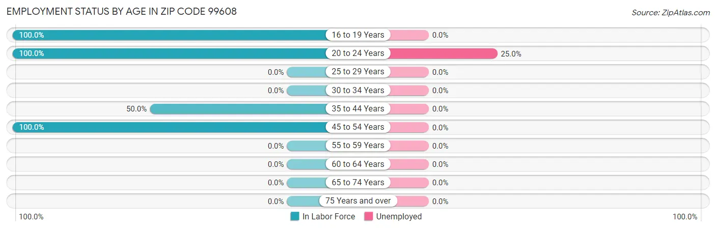 Employment Status by Age in Zip Code 99608