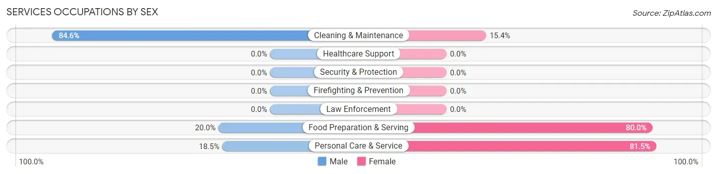 Services Occupations by Sex in Zip Code 99620