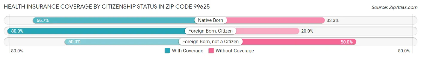 Health Insurance Coverage by Citizenship Status in Zip Code 99625