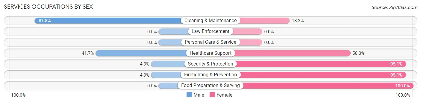Services Occupations by Sex in Zip Code 99628
