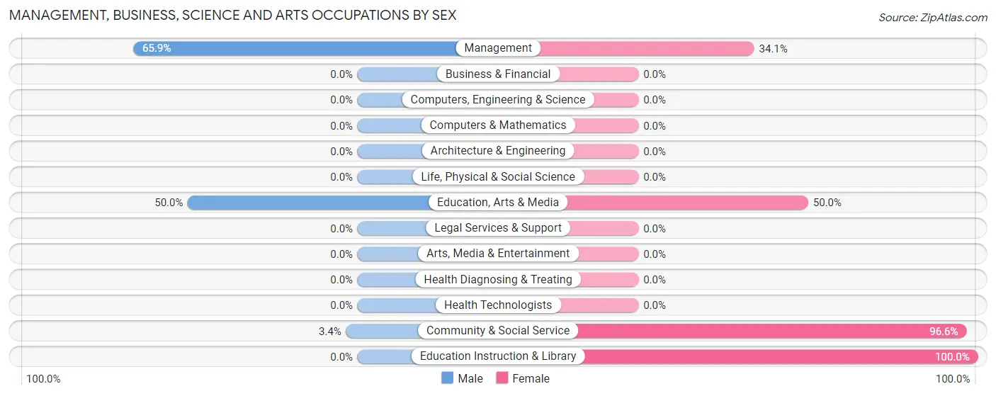 Management, Business, Science and Arts Occupations by Sex in Zip Code 99671