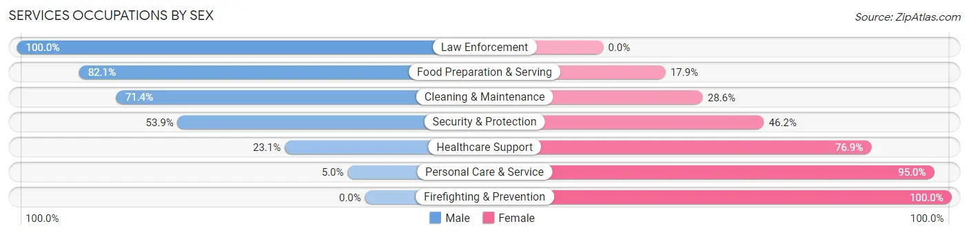 Services Occupations by Sex in Zip Code 99674