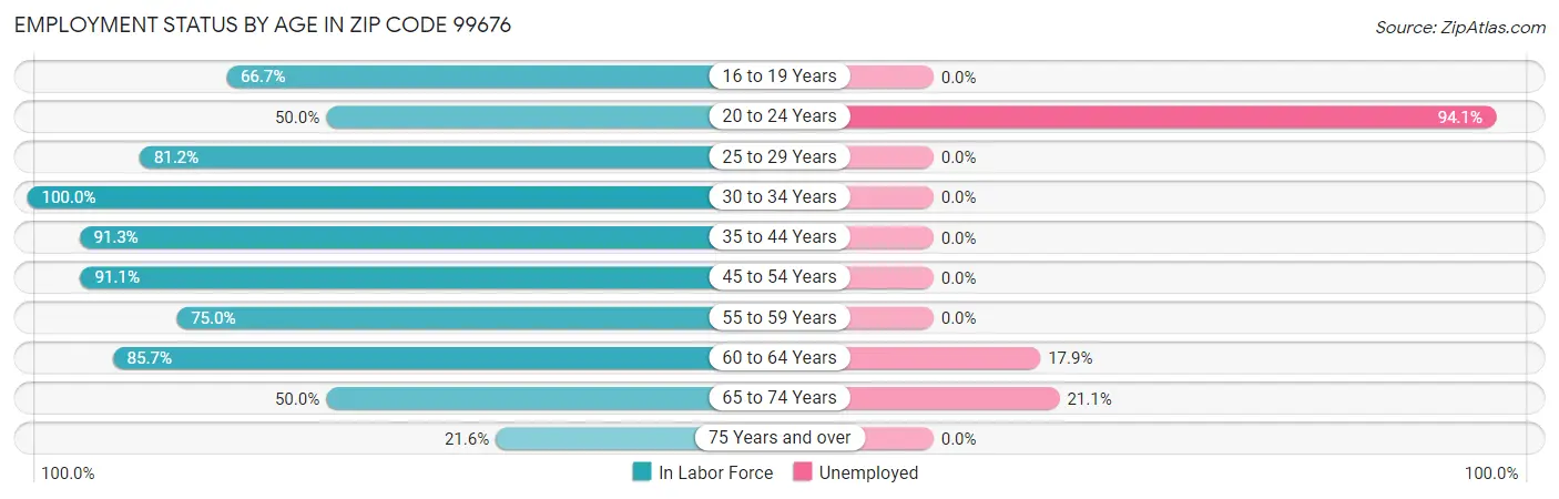 Employment Status by Age in Zip Code 99676