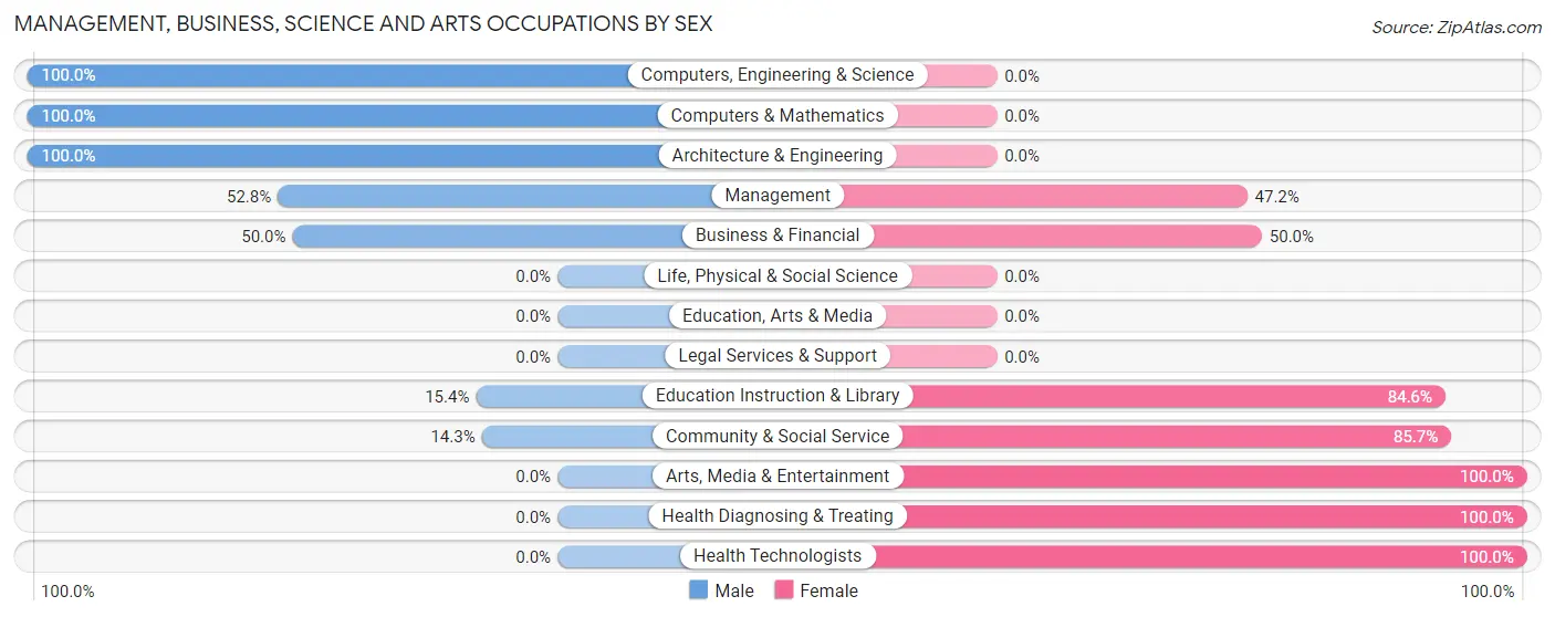 Management, Business, Science and Arts Occupations by Sex in Zip Code 99676