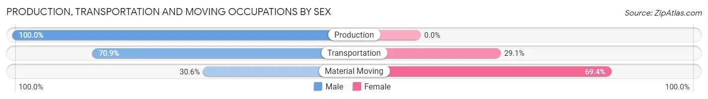 Production, Transportation and Moving Occupations by Sex in Zip Code 99702