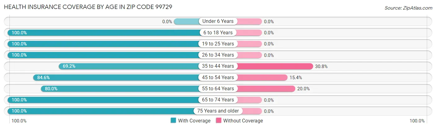 Health Insurance Coverage by Age in Zip Code 99729